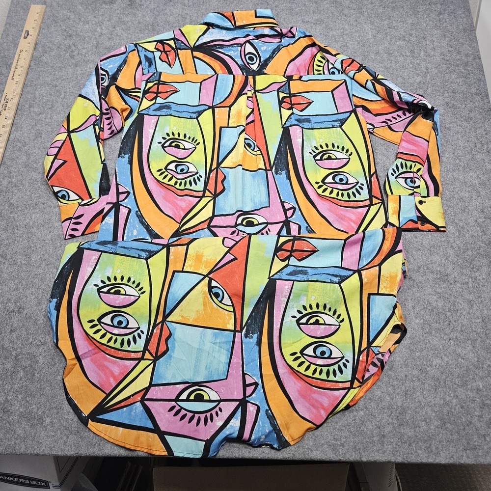 Live 4 Truth Colorful Wearable Art Button Up Midi‎ Shirt Dress Size Large - Picture 6 of 8